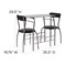 Emma and Oliver 3 Piece Space-Saver Glass Bistro Set with Vinyl Padded Chairs
